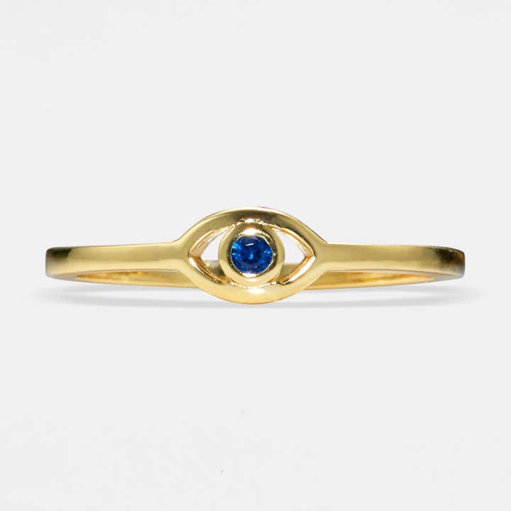 Perimade & Co. LLC - Wholesale Band/Stacked Ring - Blue Evil Eye Stacking Band Ring in 925 Sterling Silver3