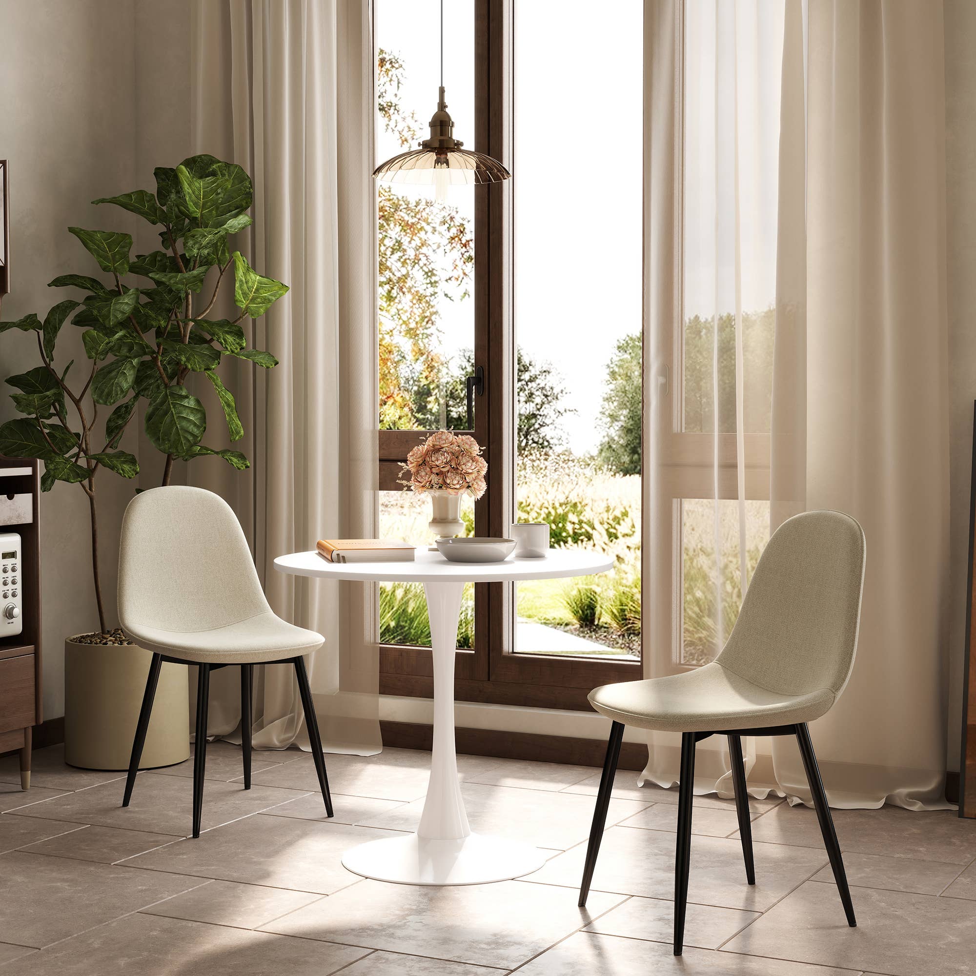 39F Inc. - Wholesale Patio Set - 5-Piece Round Dining Set-Clift Table with 4 Charlton Chairs6