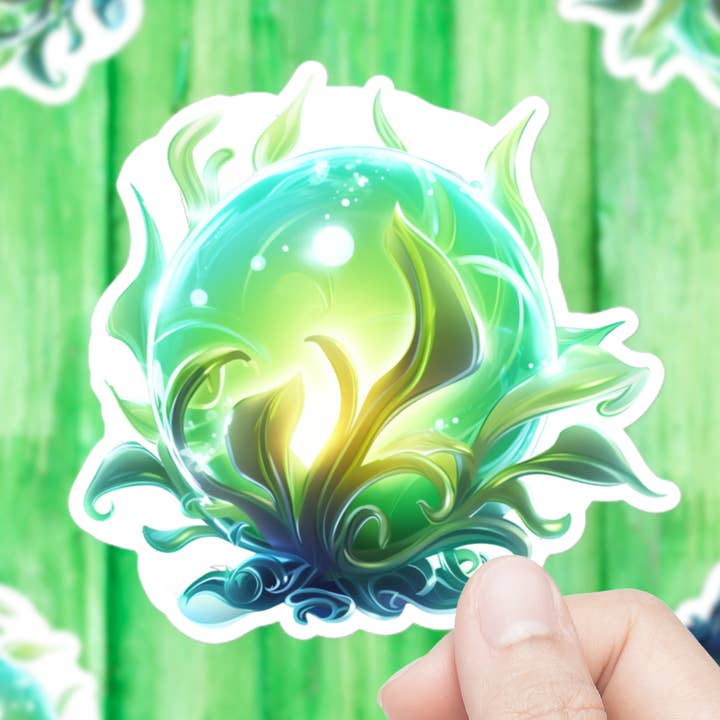 Adesivo con pianta verde magica incandescente per la vendita all'ingrosso da parte di Mystical Clarity