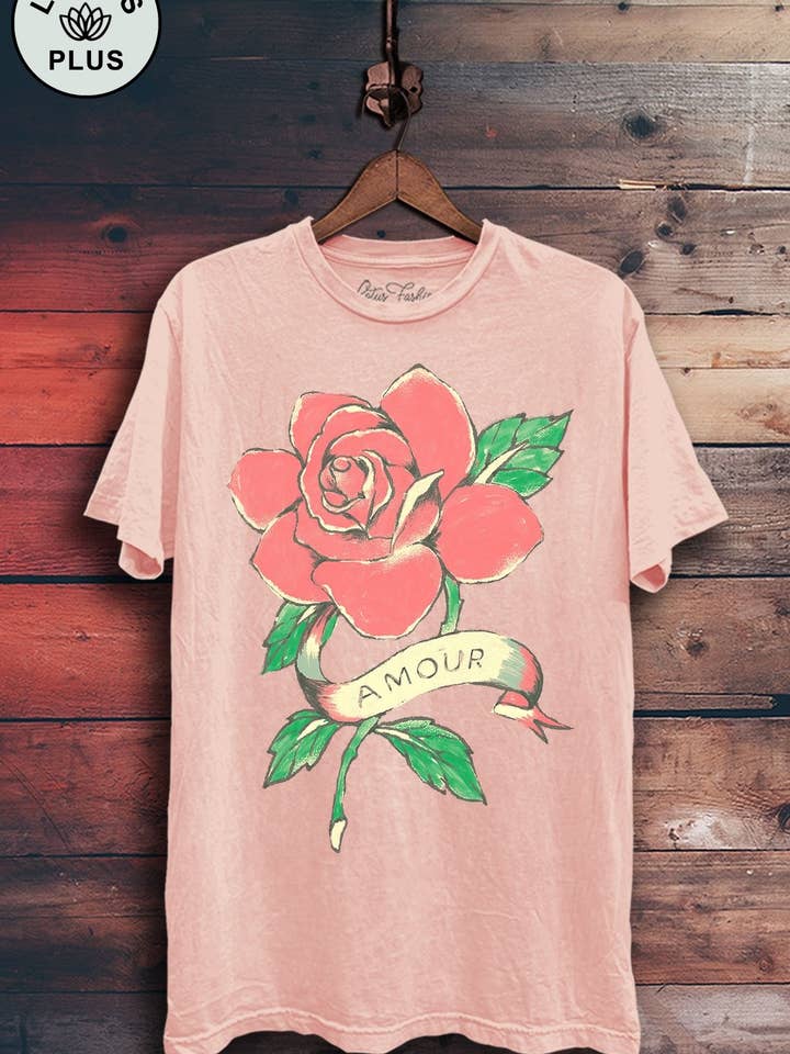 Lotus Fashion Collection - Wholesale Screen Printed T-Shirt - Women's - Amour Rose Graphic Top