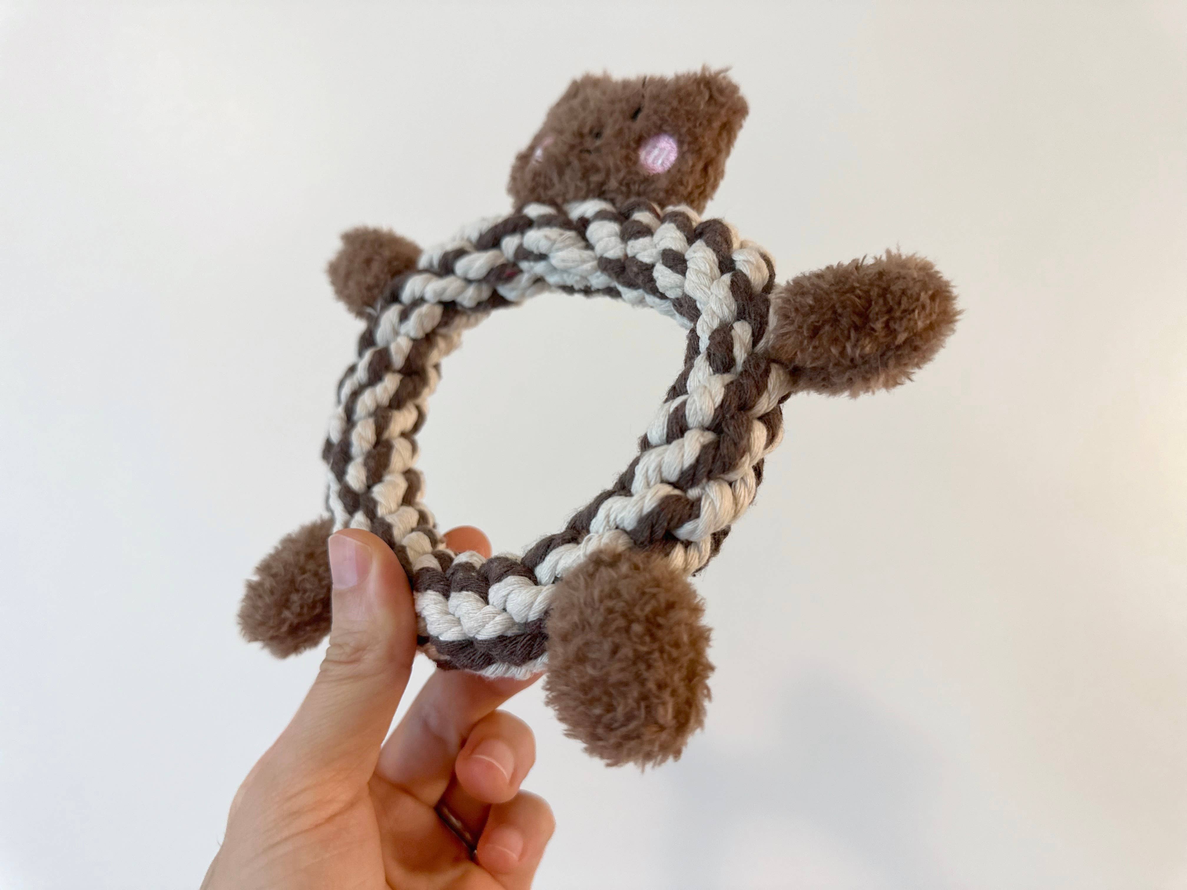 Monli Handcrafted Pet Toys – Großhandel Haustier-Seilspielzeug – Hund – Eco-Brownie Bear Macrame Hundespielzeug aus Plüsch, quietschend, modisch7