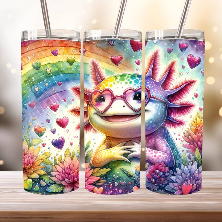 Gobelet Axolotl Valentine, 20 oz. Acier inoxydable (Copie) pour la vente par Stencil Art Canada