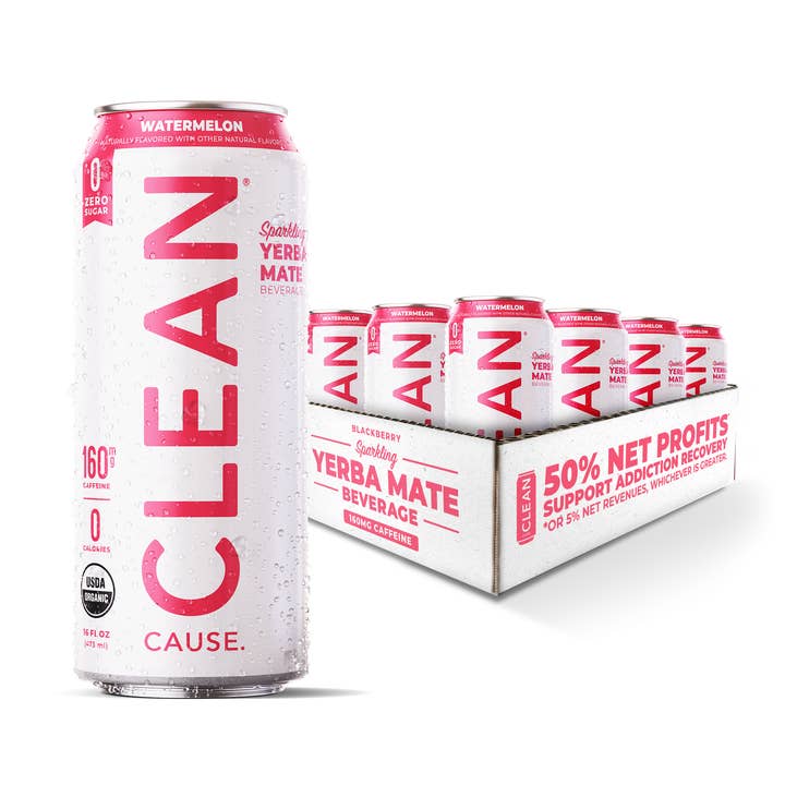 Organic Watermelon Zero Calorie Yerba Mate Tea- 12-pack Cans for wholesale by CLEAN Cause