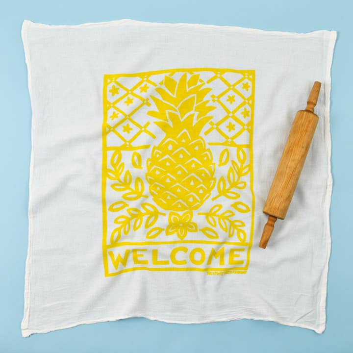 Yellow Flour Sack Dish Towel - Pineapple for wholesale on Faire1