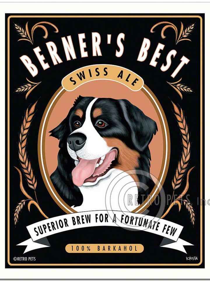 B-106 8x10 Art Print, Bernese Mountain Dog "Berner's Best" for wholesale by Retro Pets