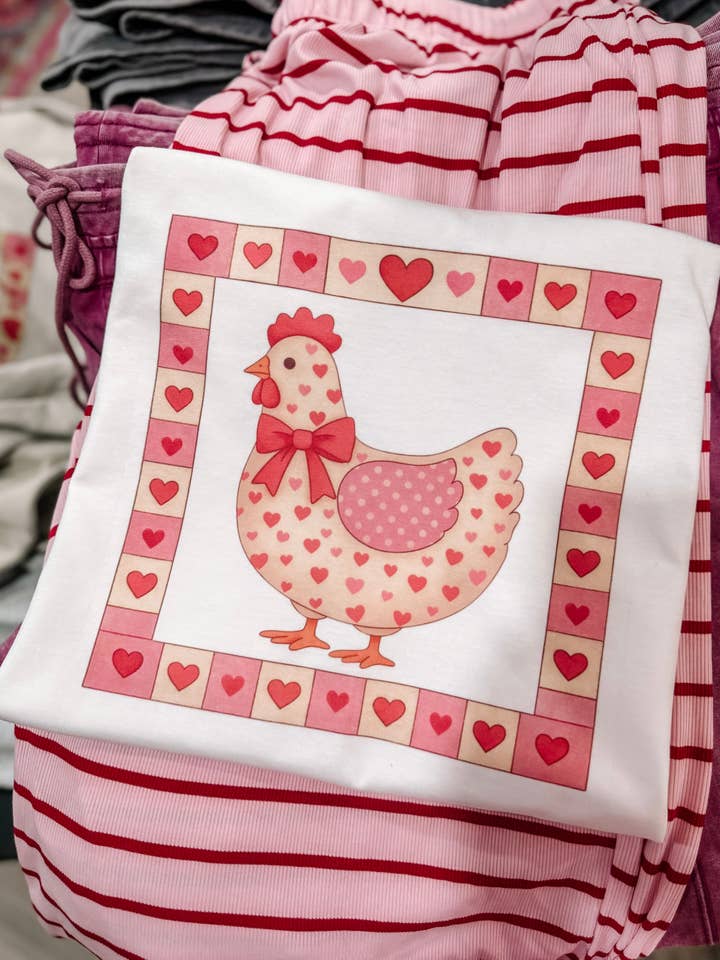Valentins-Huhn Vintage T-Shirt oder Rundhals-Pullover für den Großhandel von Jolene's Boutique