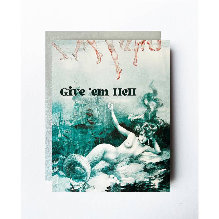 The Twentieth - Wholesale Everyday Greeting Card - Give Em Hell Mermaid Vintage Style Art Deco Card
