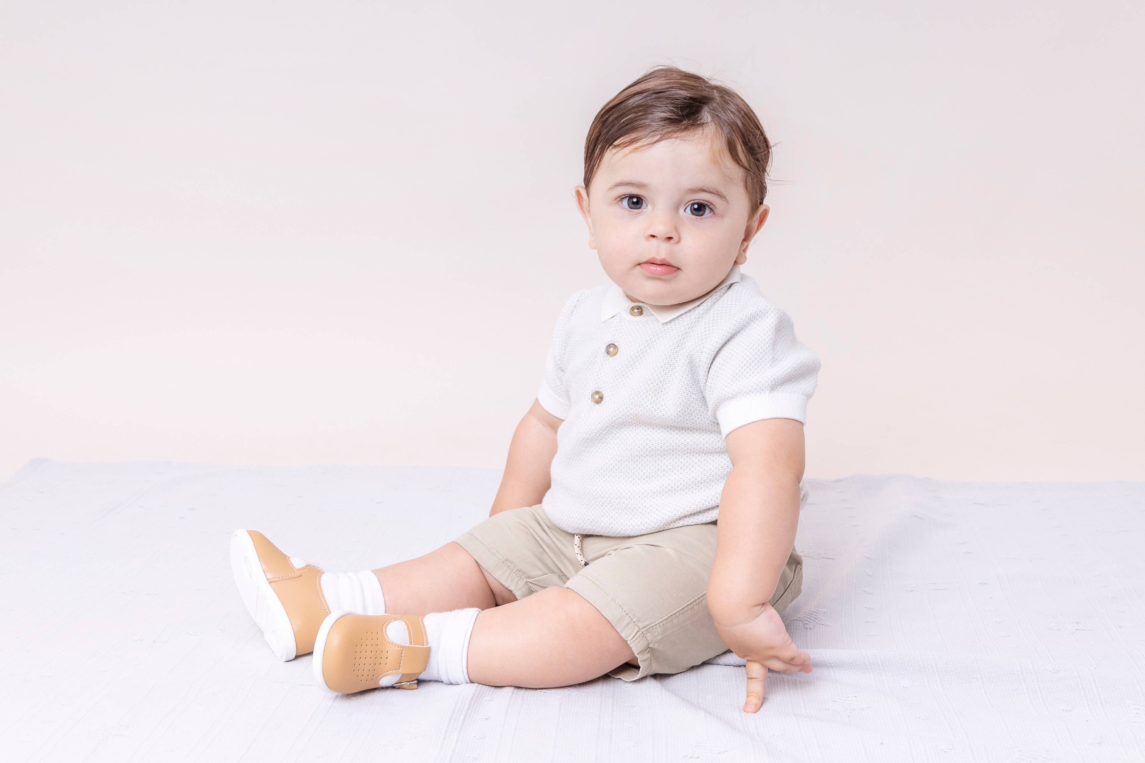Early Days & Baypods – wholesale Cot shoes – Baby – H501 First walker buckle T-bar style with punchette detail7