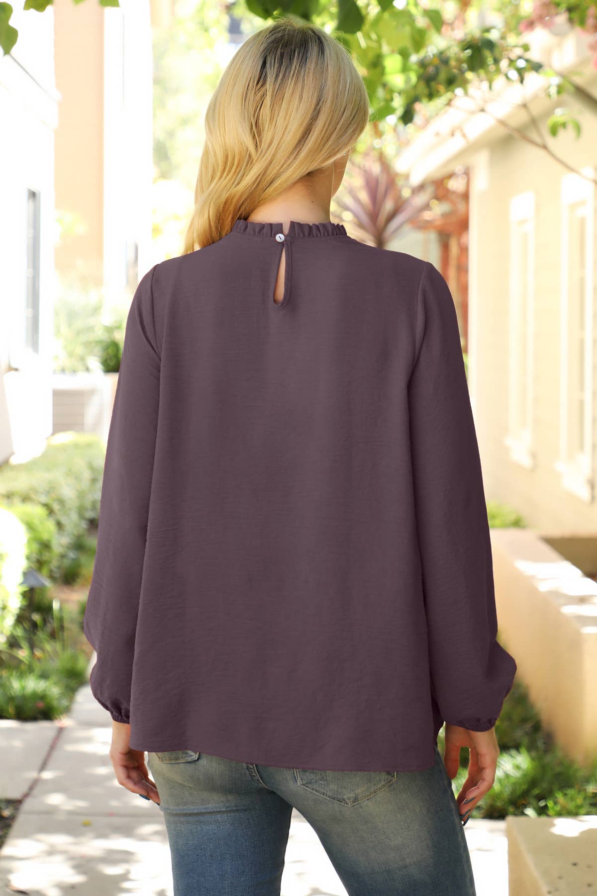 You & Me – Blusa - Mulher por atacado – YMT20087V-PUFF MANGA MESCLA TOP TECIDA DECOTE30