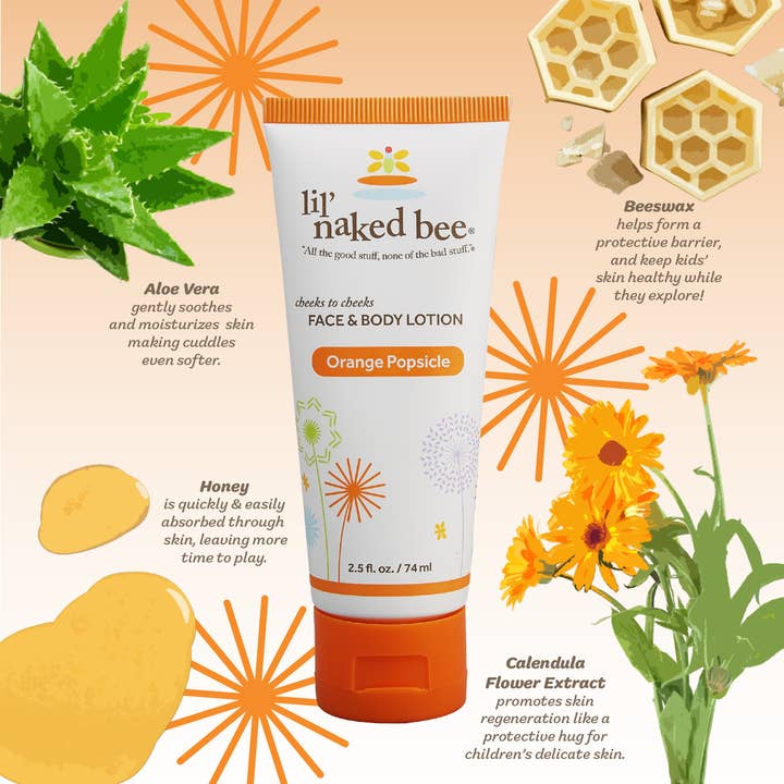 The Naked Bee - Wholesale Body Cream/Lotion - Baby - 2.5 oz. Orange Popsicle Cheeks to Cheeks Face & Body Lotion