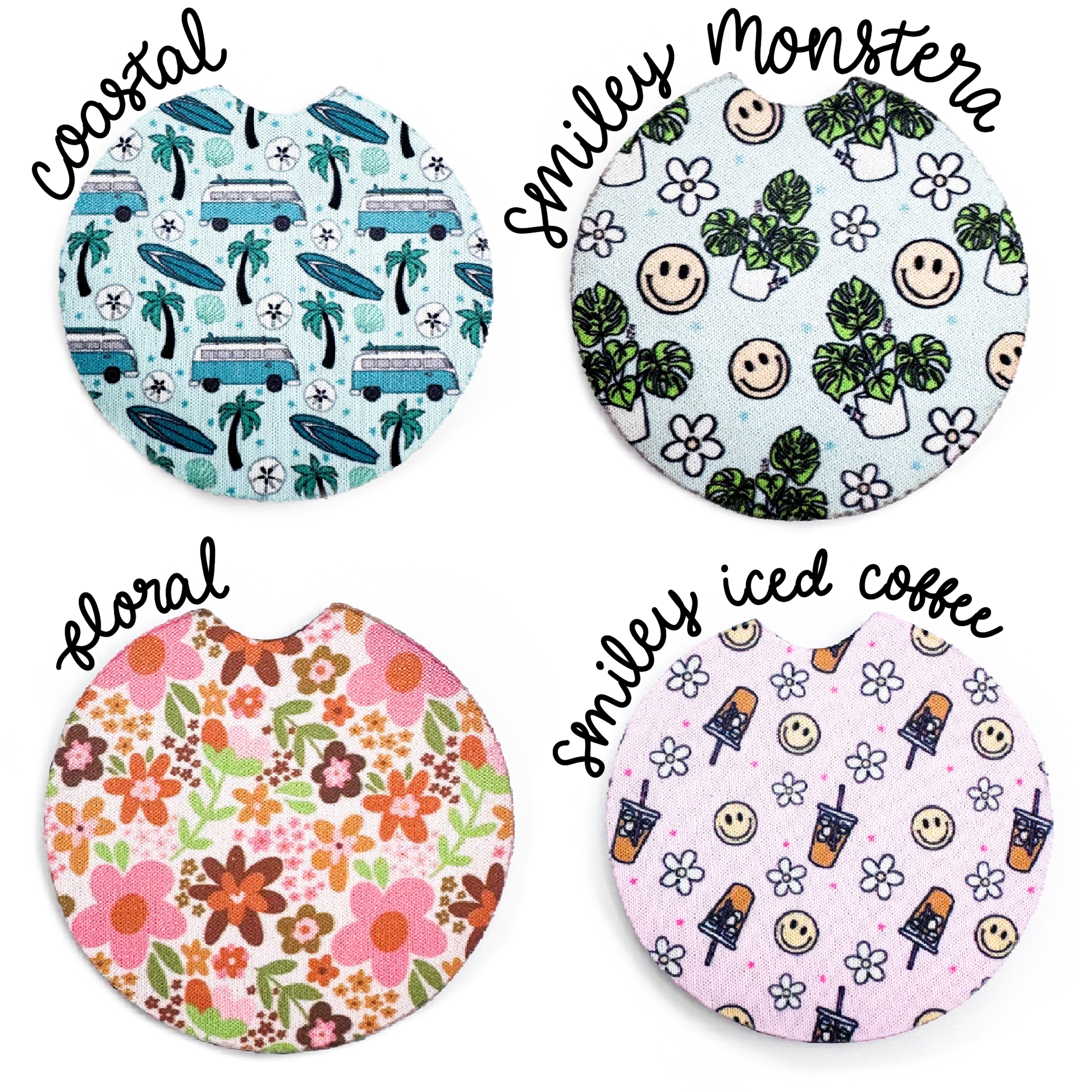 Vroom Blooms – Base de copos para carro – Mulher por atacado – Conjunto Porta-Coaster Automóvel - Neoprene 1
