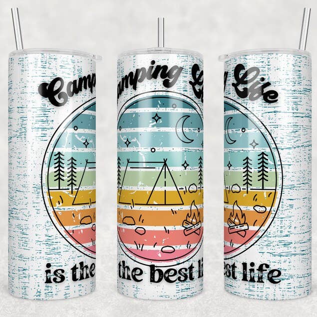 20 Ounce Tumbler ~Camping Life for wholesale by Paxton's One Stop Shop LLC