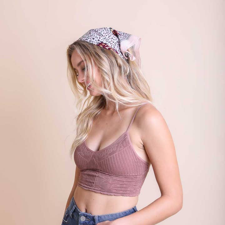 White Orchid Floral Print Bandana for wholesale on Faire1