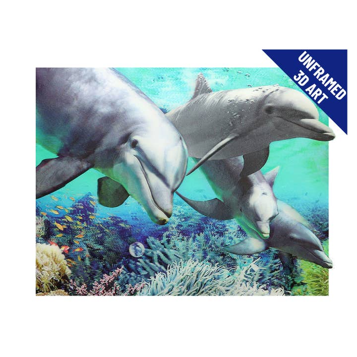 Lentics - Wholesale Poster - Four Dolphins 3D Lenticular Poster Print Wall Art Decor
