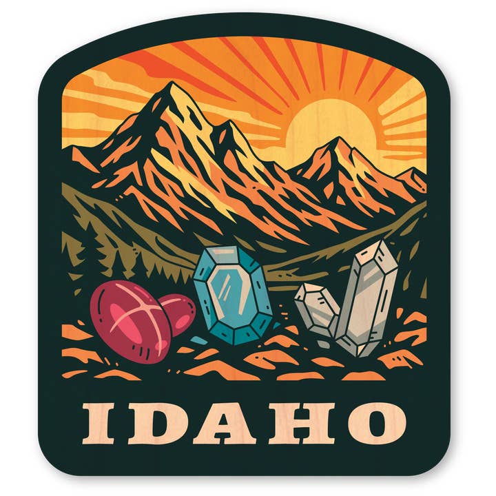 Autocolante de Madeira - Emblema do Estado de Idaho 2 por atacado de Morris Magnets