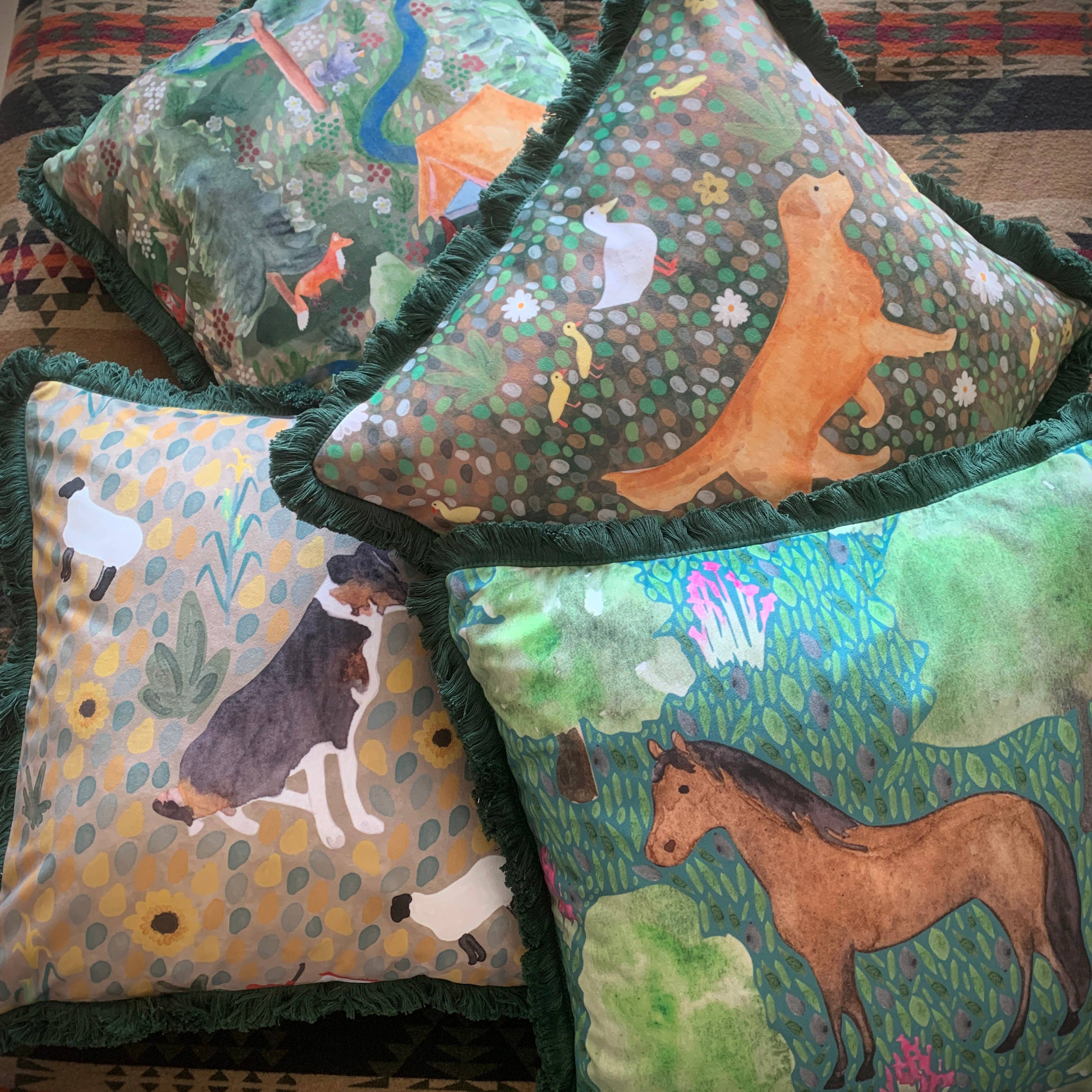 Samantha Hall Designs - Wholesale Throw/Decorative Pillow - Horse Velvet Cushion - Made to Order4