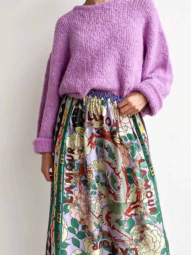 UNISHE - Wholesale Top & Skirt Set - Women's - Flower Dragon Print Button Up Shirt and Skirt Set JRM058
