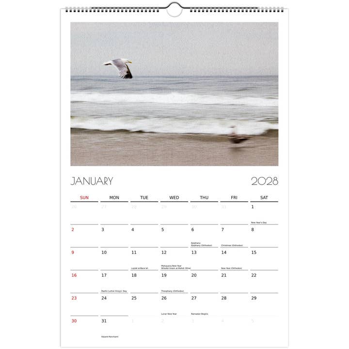 Ocean Dreams Vertical Ledger Wall Calendar 2028 (US & CANADA) for wholesale by Christina Siu Photography