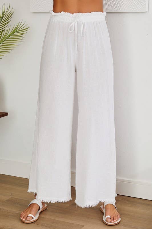 VENTI6 - Vendita all'ingrosso Pantalone - Donna - PANTALONI A GAMBA LARGA CON ORLO A FRANGE IN SETA ITALIANA (6109)10