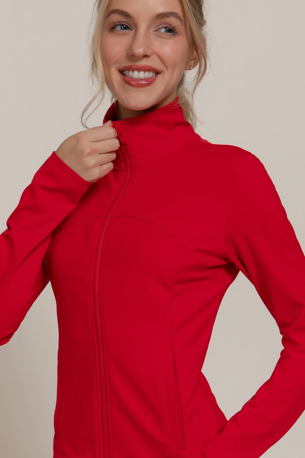 Active Basic | Active USA - Wholesale Athletic Jacket - Women's - Long Sleeve Mock Neck Seam Detail Workout Jacket9