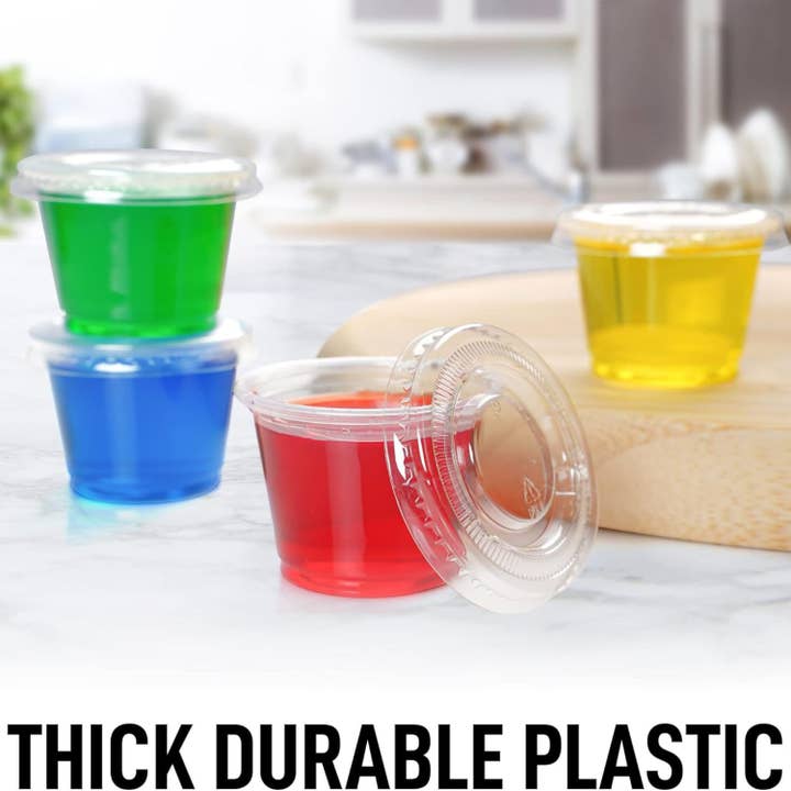 Zulay Kitchen - Wholesale Food Storage Container - Clear Jello Shot Cups with Lids - Plastic Portion Cup