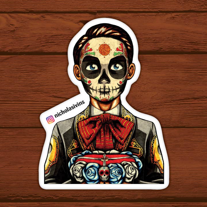 Day of the Dead Ring Bearer Boy Sticker - "Muerto" for wholesale by Nicholas Ivins Art & Illustration