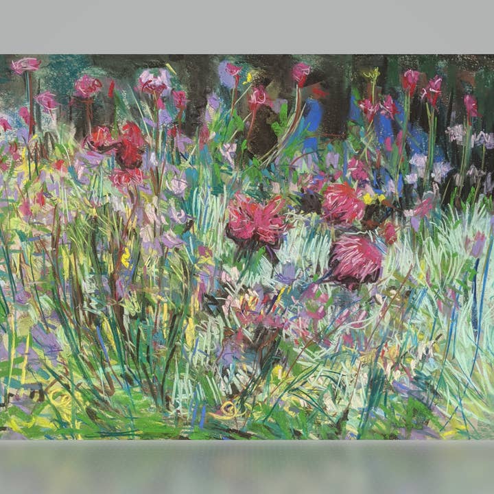 Collin Cessna Artwork - Wholesale Art Print - "Magenta Dahlias" Matted Print, 8" x 10" by Collin Cessna