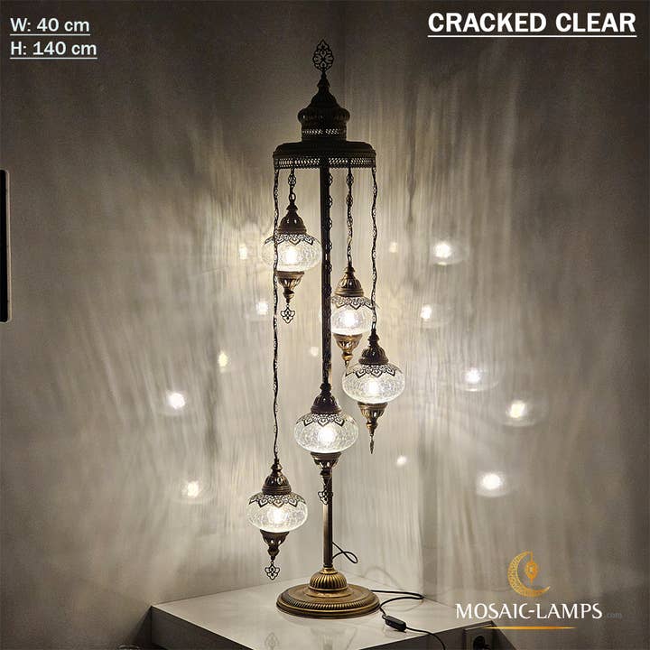 5 Clear Globe tyrkiske gulvlamper, sengegulv i stuen for engroshandel hos Mosaic Lamps
