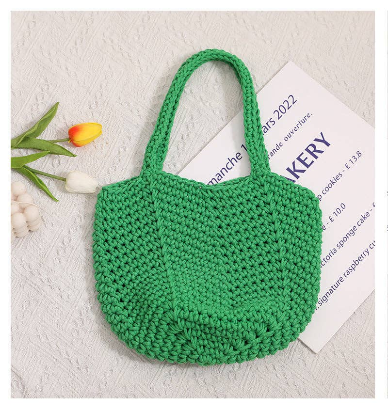 Dipped Shop - Wholesale Beach Bag - Solid Color Simple Woven Knit Handbag DPB17239
