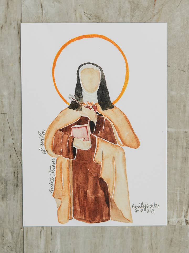 Sainte Thérèse d'Avila - Impression 5x7 pour la vente par Emily S Pitre Art