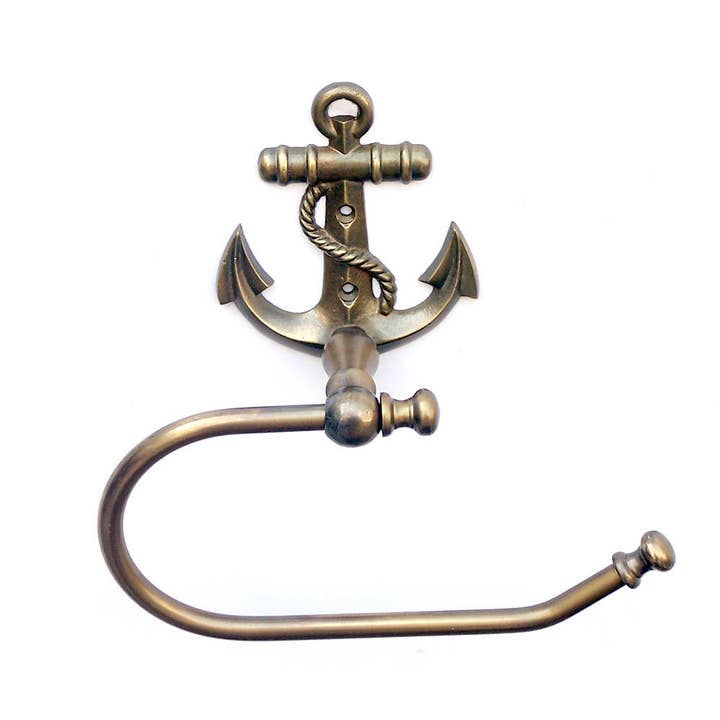 Porte-papier hygiénique Anchor en laiton antique 25,4 cm pour la vente par Hampton Ironworks