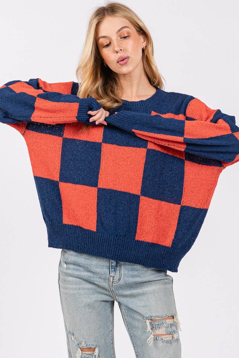 Sewn and Seen - Wholesale Knit Sweater - Women's - CHECKER SWEATER TOP 28