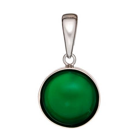 Colgante redondo de ágata verde teñida, plata, 1,2+1,1 cm para venta al por mayor de OPALOOK France
