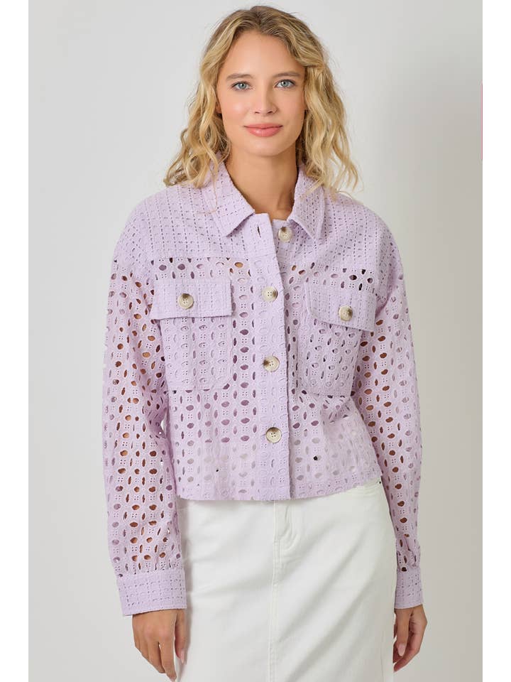 Mystree - Wholesale Jacket - Women's - 61096 Button Down Mixed Eyelet Jacket 17