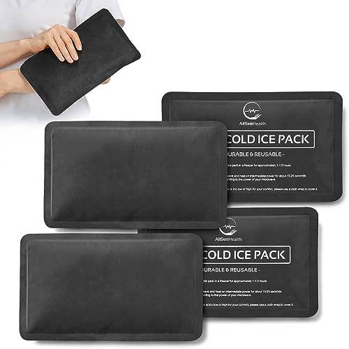 AllSett Health - Wholesale Hot/Cold Compress - 4 Pack Reusable Soft Fleece Ice Packs for Injuries - BLACK