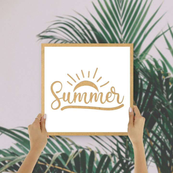 Laser Engraved 'Summer' Wooden Wall Art Home Decor for wholesale by Mekanu