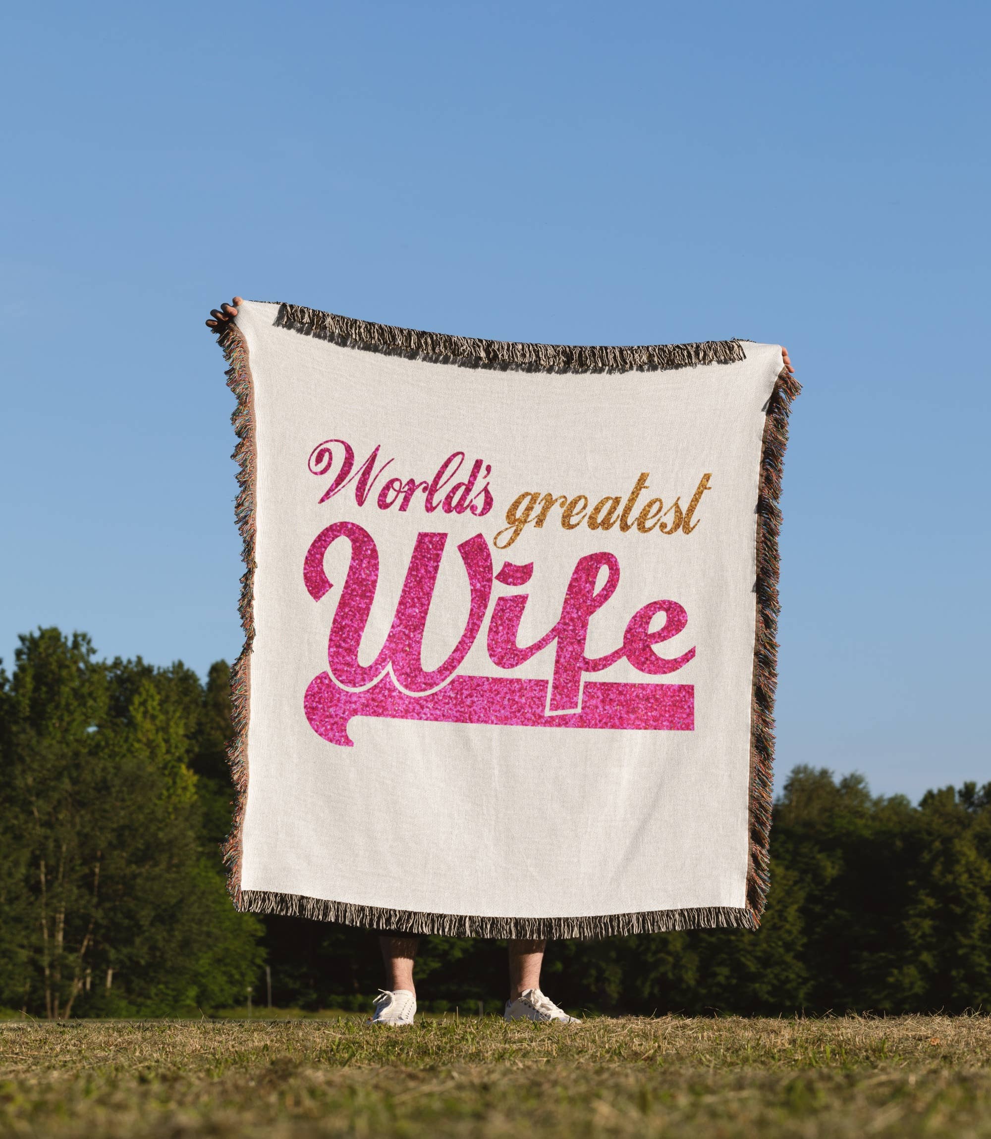 3dRose - Wholesale Throw Blanket - 3dRose, Worlds Greatest Wife - Romantic Marriage Or Wedding Gifts Anniversary For Her - Best Wife - Hot Pink, Blanket1