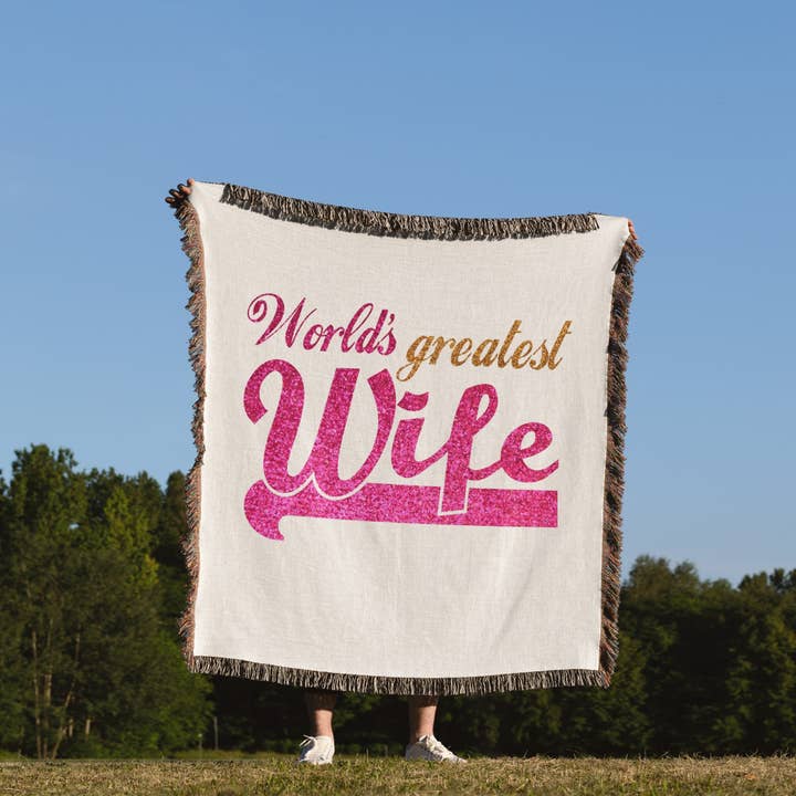 3dRose - Wholesale Throw Blanket - 3dRose, Worlds Greatest Wife - Romantic Marriage Or Wedding Gifts Anniversary For Her - Best Wife - Hot Pink, Blanket1