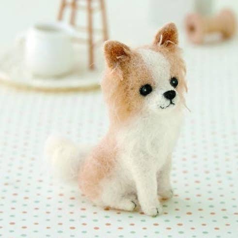 Nålfiltningskit: Långhårig Chihuahua Japanskt DIY-hantverk för wholesale av 「FUNJI」In Japan