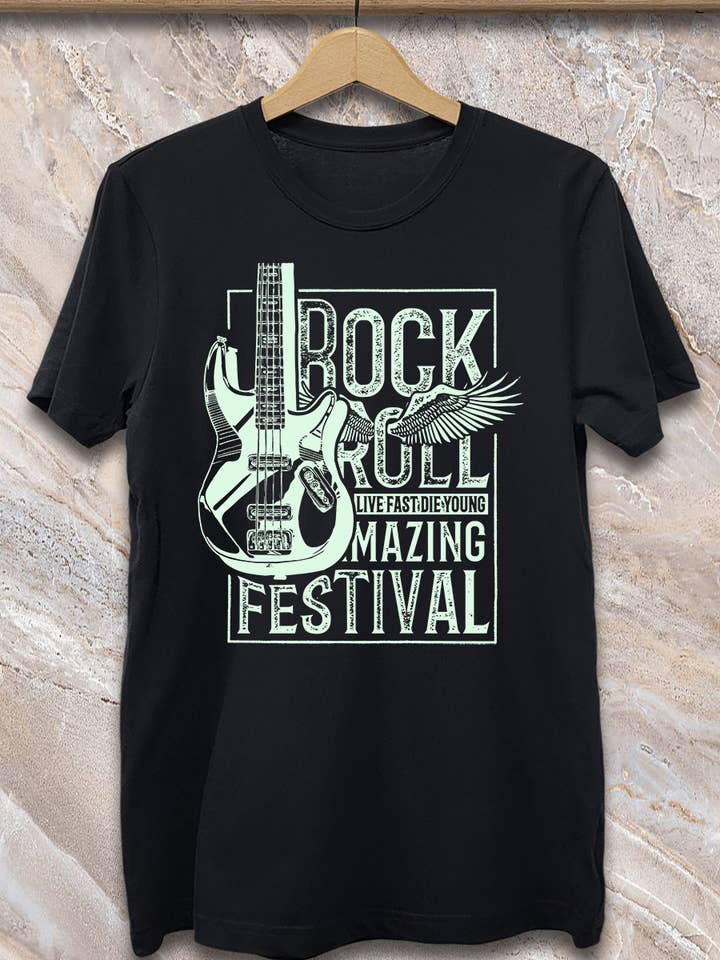 SPT-BA-186_Rock & Roll - Weiches, nach Kleidungsstücken gefärbtes T-Shirt für den Großhandel von SP Tops, Inc.