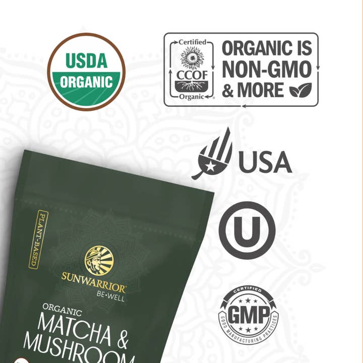 Sunwarrior - Wholesale Powdered Health Drink - Be Well Matcha & Mushroom Drink Mix - Adaptogenic Coffee2