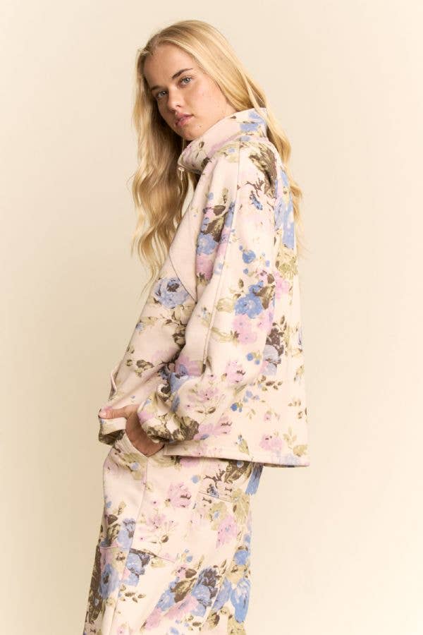 Davi & Dani - Wholesale Top & Pant Set (NOT Loungewear) - Women's - FLOWER PRINTED SWEATSHIRT TOP ELASTIC WAIST PANTS1