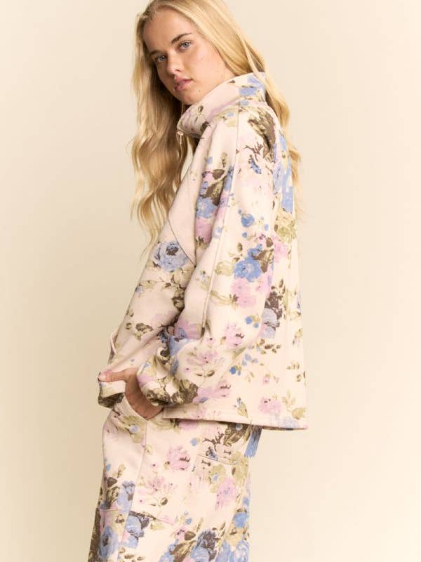 Davi & Dani - Wholesale Top & Pant Set (NOT Loungewear) - Women's - FLOWER PRINTED SWEATSHIRT TOP ELASTIC WAIST PANTS1