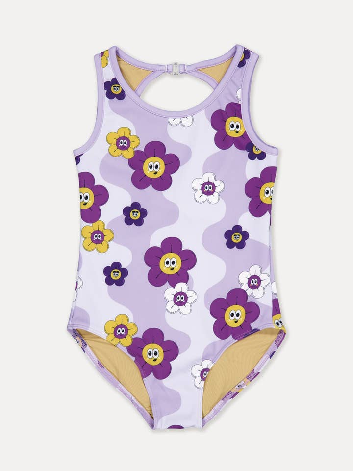 FLOWER UV SWIMSUIT (PURPLE) for wholesale by Strawberry Field Kids
