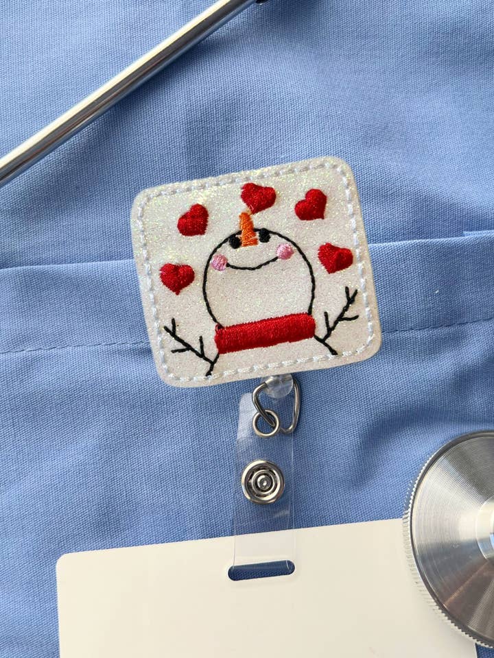Valentine's Day Retractable Snowman Hearts Badge Reel for wholesale by Meeko’s Must Haves