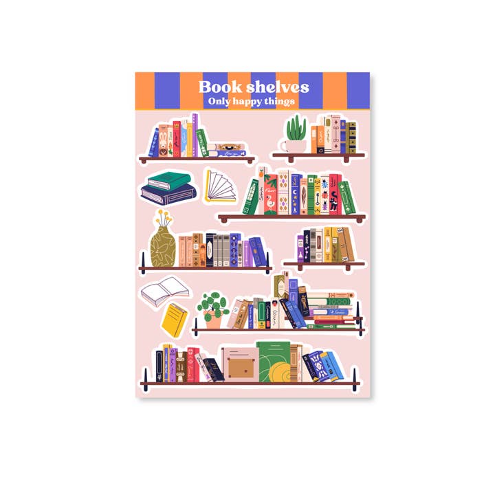 Stickervel Bücherregale A6 für den Großhandel von Only Happy Things Stationery