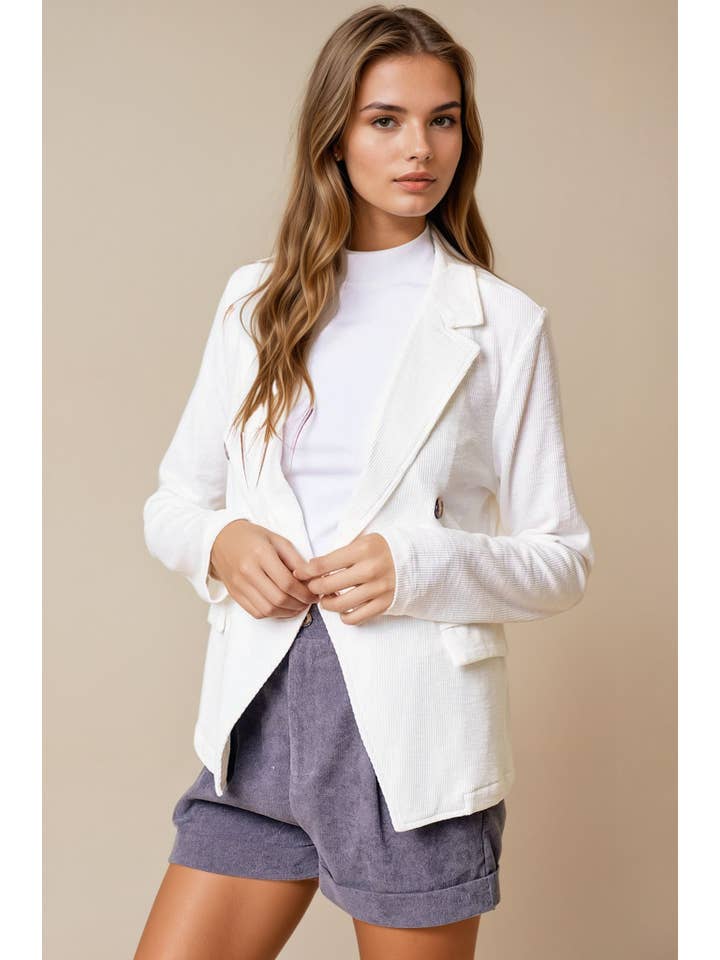 Doe and Rae - Wholesale Blazer - Women's - Double Breast Knit Blazer - 10136J1