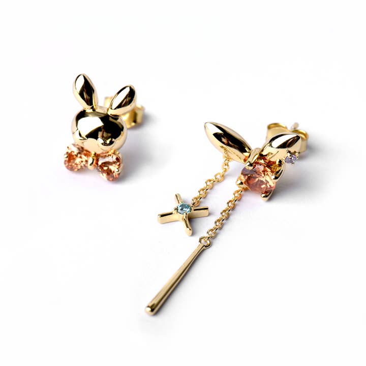 14K Gold Sterling Silver Bunny Earrings for wholesale by HIRARI.CO