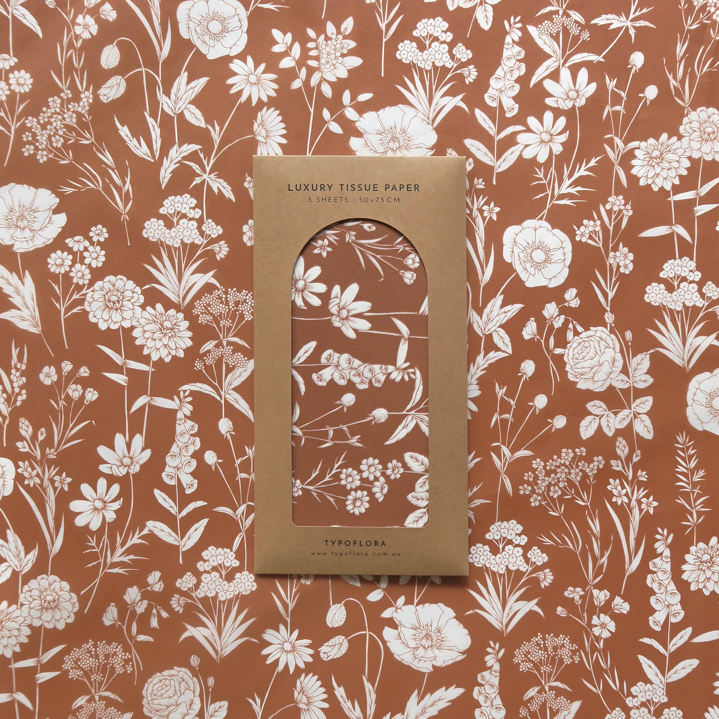 Typoflora - Wholesale Tissue paper - Tissue Paper - Wildflowers in Rust1