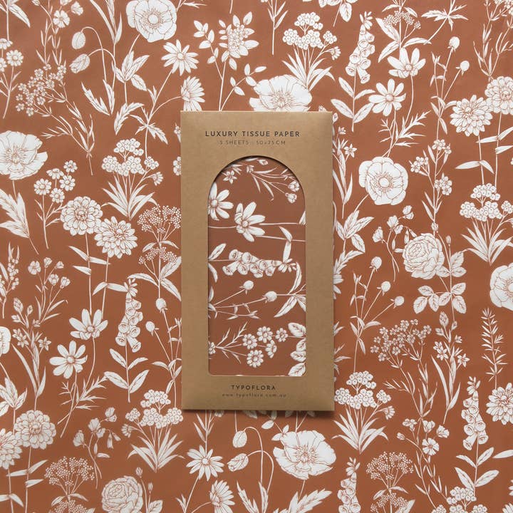 Typoflora - Wholesale Tissue paper - Tissue Paper - Wildflowers in Rust1